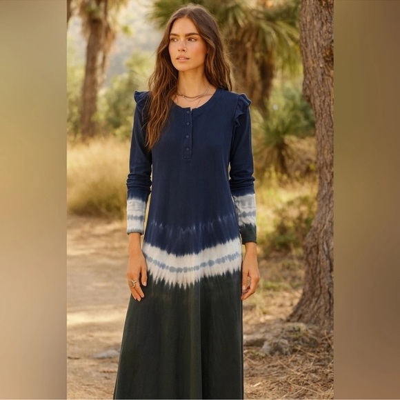 Z Supply Dresses & Skirts - NWT Z Supply Ruffle Maxi Dress in Black Iris Tie Dye Size Small